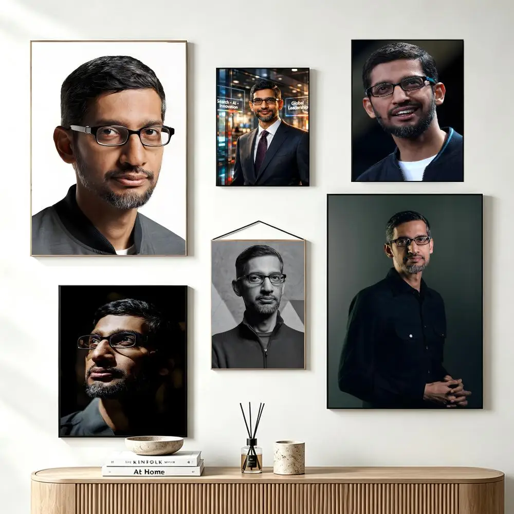 Business Leader Sundar Pichai Poster Decal Wall Print for Bedroom Study Ornament Gift Lightweight Self‑Adhesive PP Material