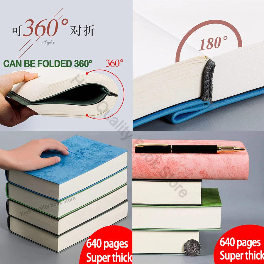 Cuaderno de bocetos de cuero súper grueso, cuaderno de diario A5, Bloc de notas de trabajo de oficina de negocios diario, regalo de papelería,