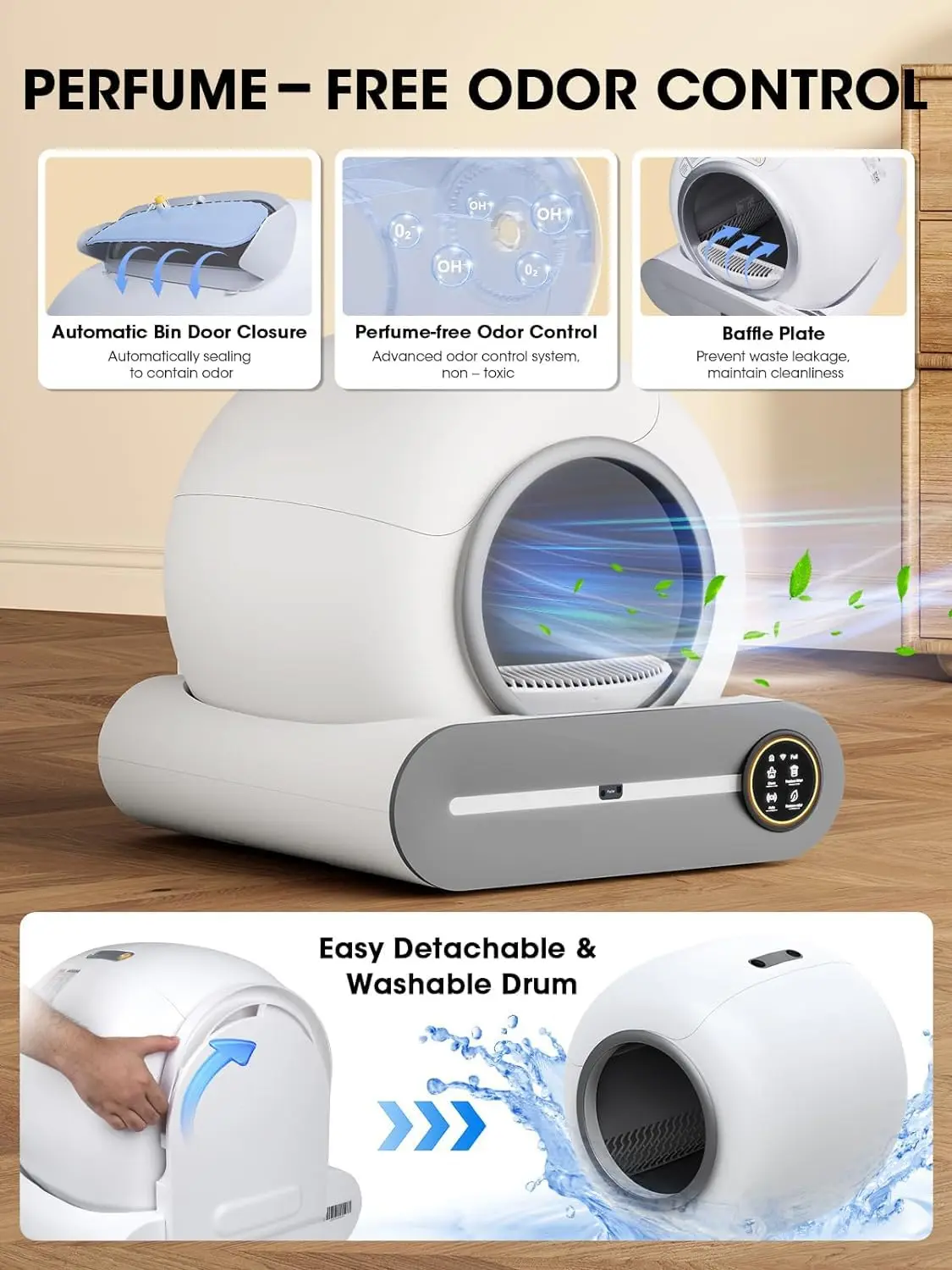 Tonepie 65L Automatic Smart Cat Litter Box Self Cleaning Fully Enclosed Cat Litter Box Pet Toilet Litter Tray English versions