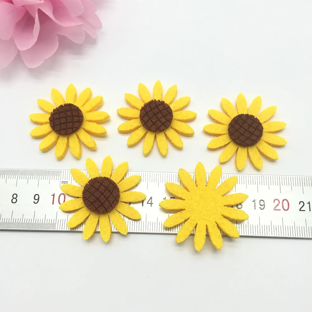 36Pcs Sunflower Corsage Detailed Craft Flower Sticker DIY Fashion Decor for Women Jackets Hats Bags Bright Yellow