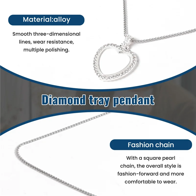 A36T-48 stuks sublimatie strass dienbladen hanger set, 12 lege randladen, 12 stuks kettingen met 24 schijven, hartstijl