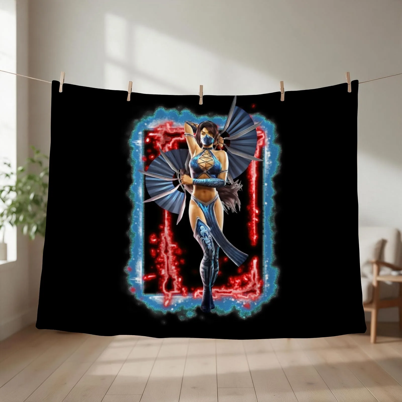 Mortal Kombat - MK9 - Kitana Art - 915207733 Throw Blanket couch cozy soft plush fuzzy picnic outdoor blanket