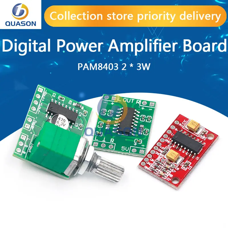 1PCS PAM8403 Super mini digital power amplifier board miniature class D power amplifier board 2 * 3 W high 2.5-5V USB