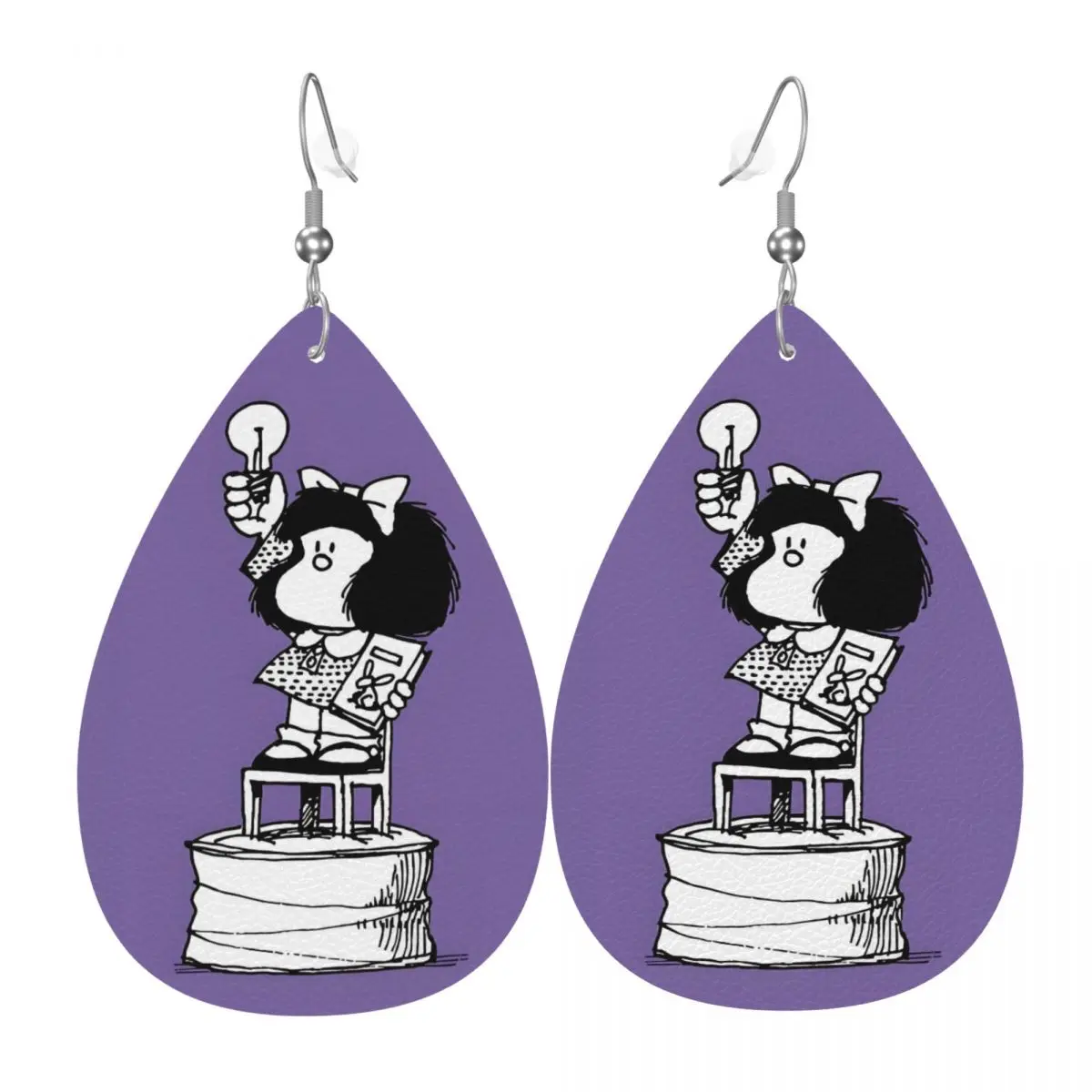 

Custom Anime Mafalda Leather Earrings for Women Cartoon Quino Manga Dangle Earrings Jewelry Accessories