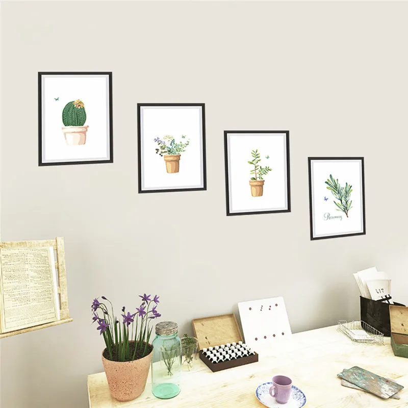 Flowerspot Photo Frame Wall Sticker For Office Bedroom Home Decoration Natural Style Mural Art Diy Wall Decal