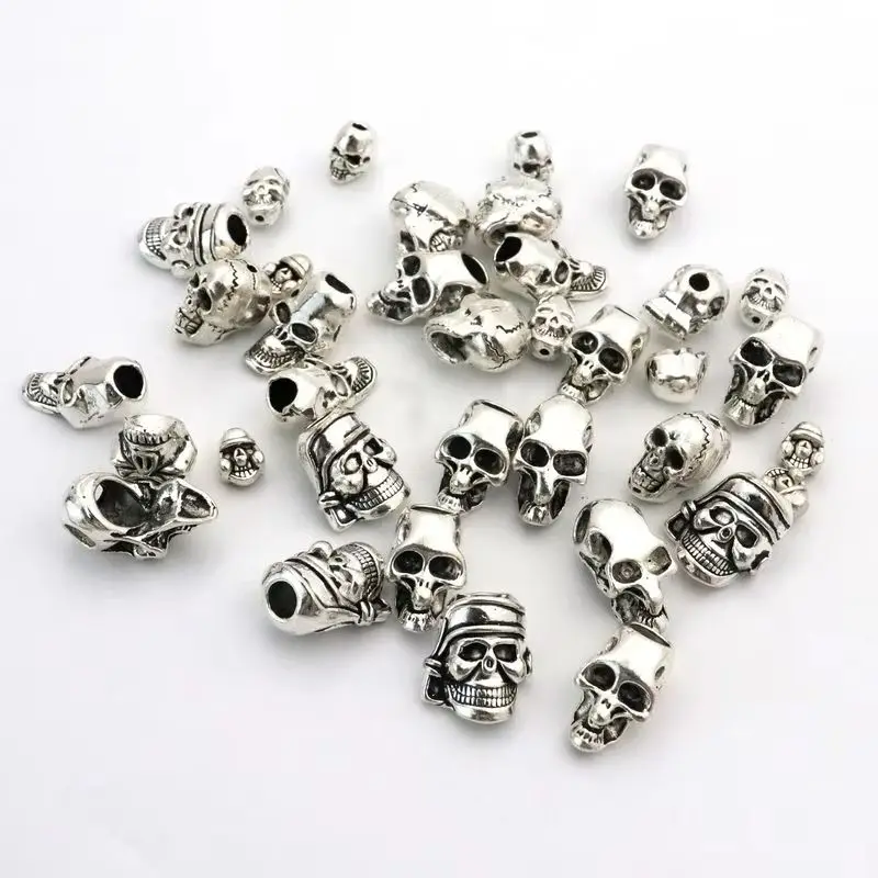 20 Stück/Packung tibetische silberne Totenkopf-Metallperlen für Schmuckherstellung, handgefertigte Armbänder, Halsketten, Schmuckzubehör – Detail 8