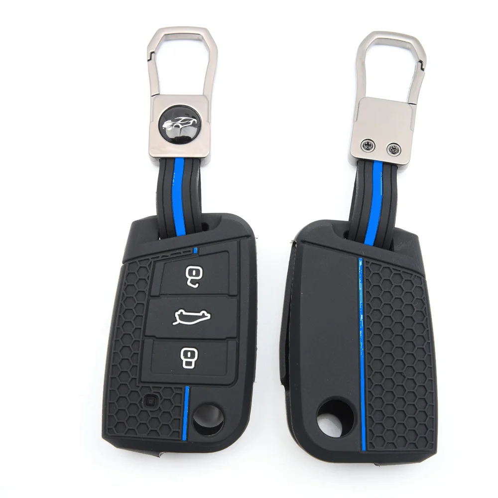 Key Fob Case With Lanyard For VW Volkswagen Golf 7 MK7 Tiguan MK2 T-Roc For Skoda Octavia Kodiaq Karoq For Seat Ateca Leon