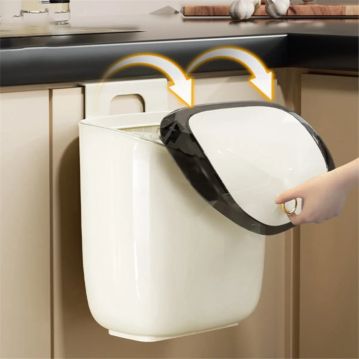 PROFESSIONAL USE 9L Wall Mounted Hanging Trash Bin for Kitchens Cabinet Door Kitchen Trash Bins with Lid Garbage Can