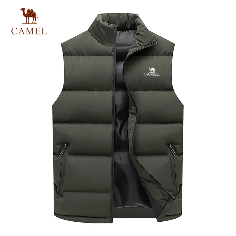 Camel men\'s vest fashion trend zipper vest down jacket men\'s autumn and winter windproof thermal vest jacket