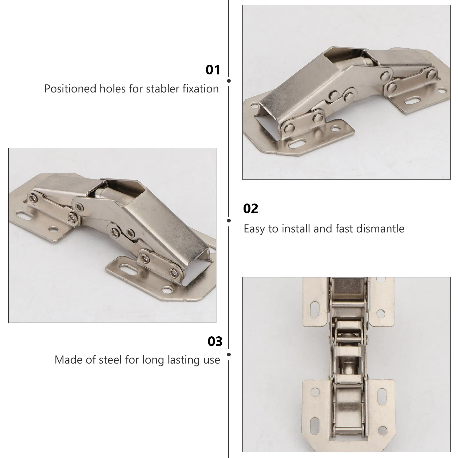 

4 PCS Cabinet Hinge Concealed Hydraulic Furniture Hinges Heavy Duty Damping Stainless Steel Door Kitchen