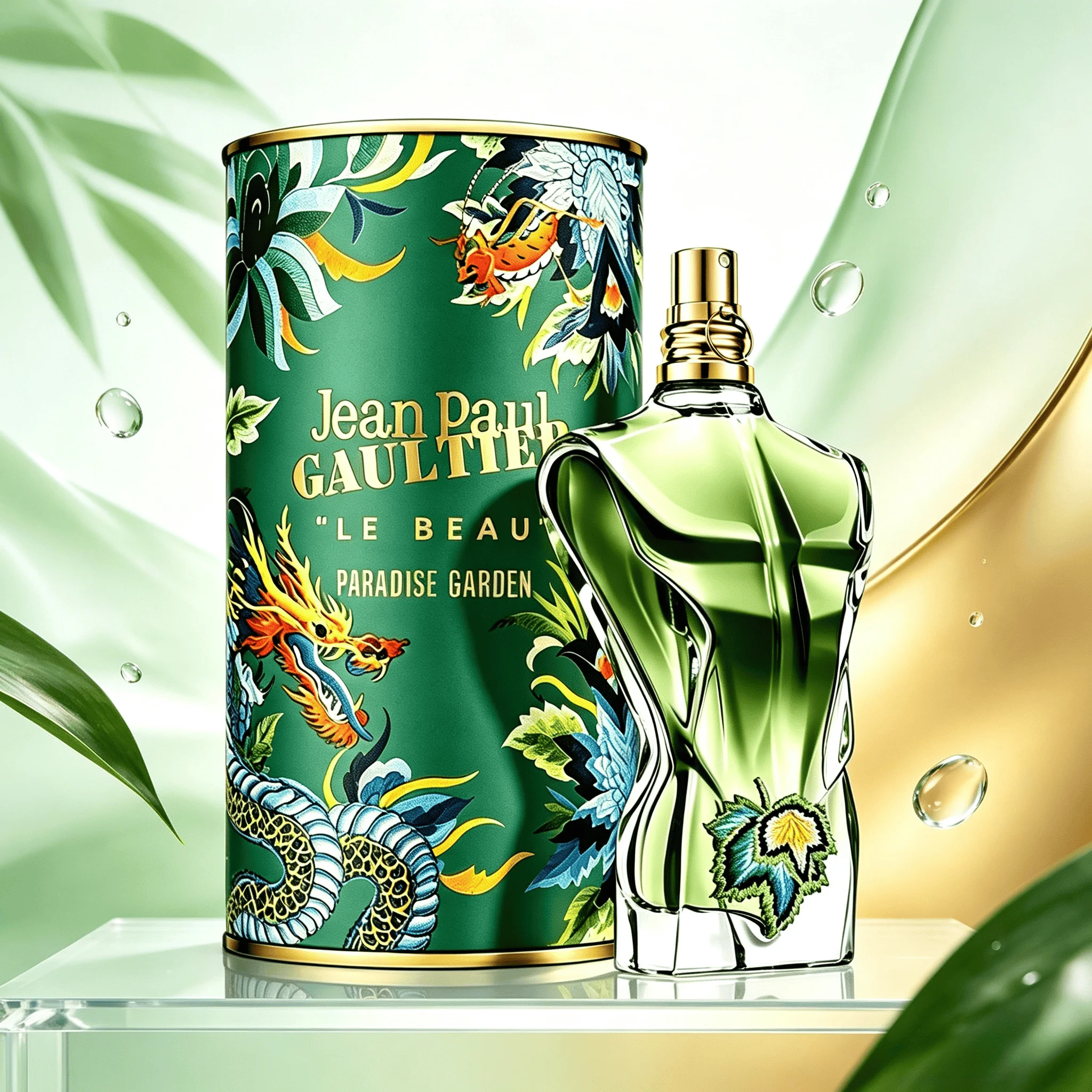 Jean Paul Gaultier Le Beau Paradise Garden Unisex Perfume EDP 125ml Fresh Woody Aquatic Scent Long Lasting Pheromone Fragrance Spray for Men Women Original Body Shape Bottle Perfumes Gift Set