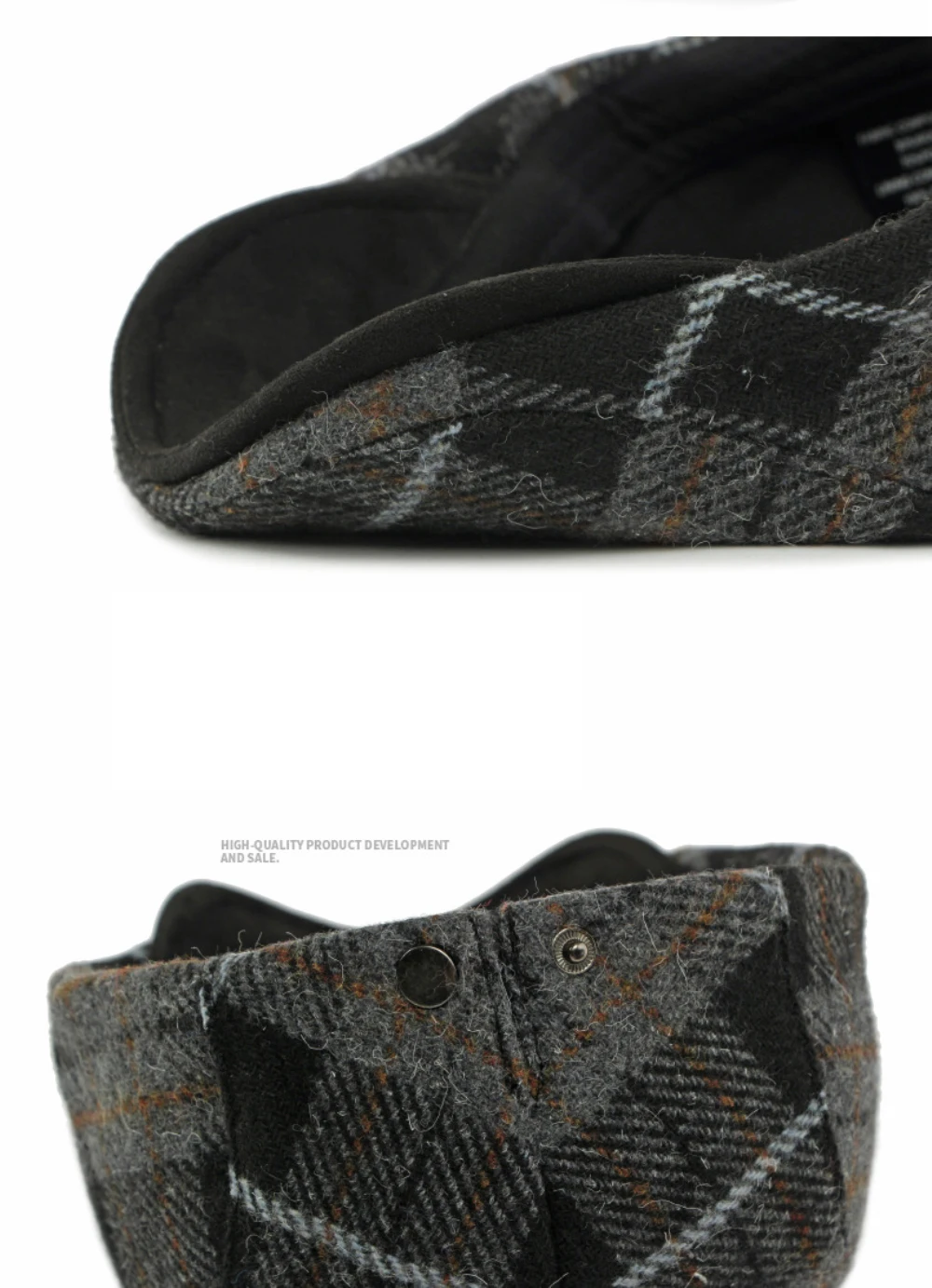 HT4903 Baskenmütze Kappe Neue Herbst Winter Wolle Baskenmütze Hut Frauen Plaid Künstler Maler Hut Männlich Weiblich Ivy Flache Kappe Einstellbar Herren Berets – Detail 5