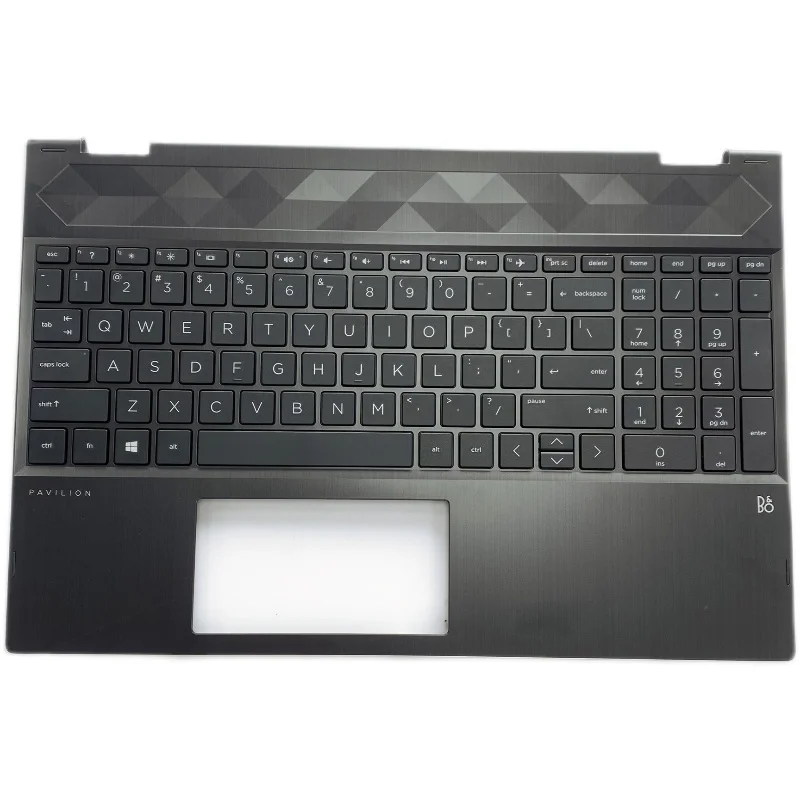 

New For HP X360 15-CR C Case Keyboard, Black, Silver Edge Non-Backlit L20848-001
