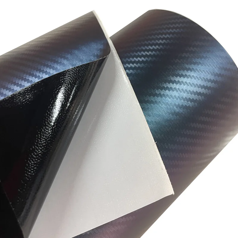 Premium 3D Chameleon Carbon Fiber Vinyl Wrap Roll Green to Purple Color Shift Self Adhesive Decal Sticker Car Wrapping Foil view 6
