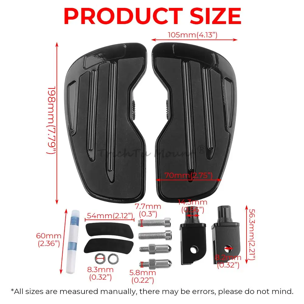 1 Pair Black Driver Footrest Wide Floorboard For Harley Softail Fat Street Bob Breakout Low Rider Sport Glide 2018+ Foot Pegs