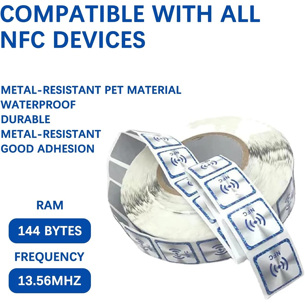 NFC NTAG213 RFID tag NFC 213 ملصق مقاوم معدني، 144 بايت من الذاكرة قابل للبرمجة بالكامل، مناسب لأجهزة NFC #4