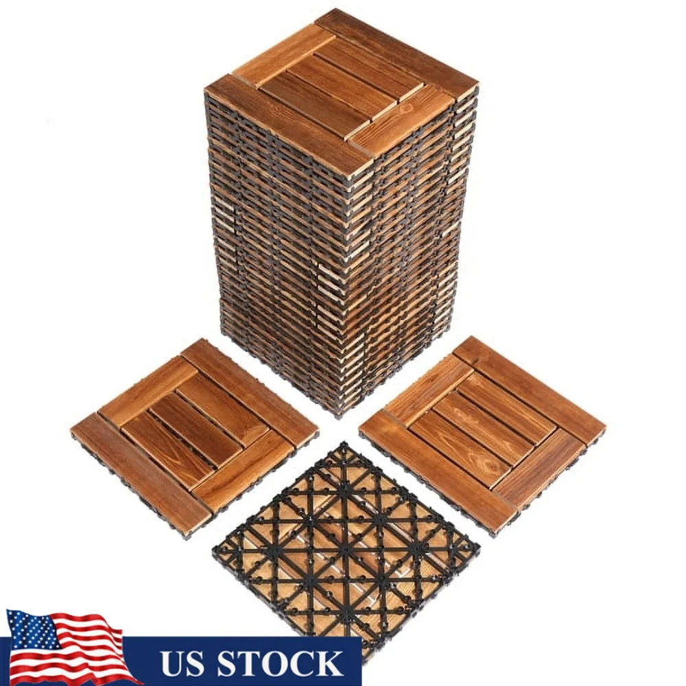 

44-Piece Interlocking Wood-Plastic Composite Deck Tiles Easy-Clean DIY Flooring Indoor Outdoor Use Durable Eco-Friendly Design