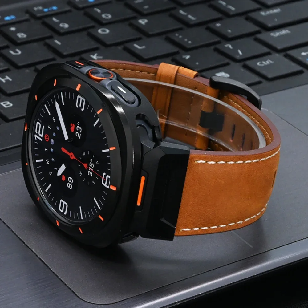 

No Gaps Leather Band for Samsung Galaxy Watch 7 Ultra 47mm SmartWatch Bracelet GALAXY Watch 7 Ultra Strap Belt Correa Wristband