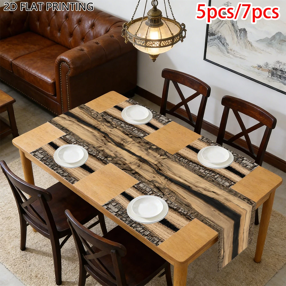 1pc Rustic Theme Tree Bark Table Runner and Placemat for Farmhouse Cabin Gathering Table Decor