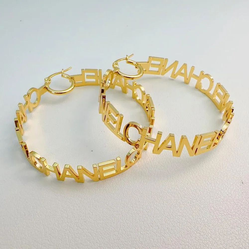 

Personalized Letter Earrings, Custom Name Hoops, Big Hoop Earrings, Gold Hoops, Name Earrings, Exquisite Earrings, Mother's