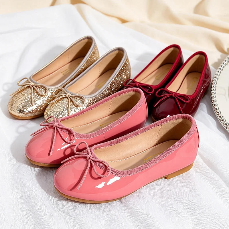 Toddler Girls Ballet Flats Princess Leather Shoes Wedding Birthday Party Church Holiday School Performance Pageant Casual Wear