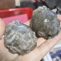 Moon Stone PiXiu Carving Figurine Energy Gemstone Crafts Home Decoration Christmas Holiday Gift