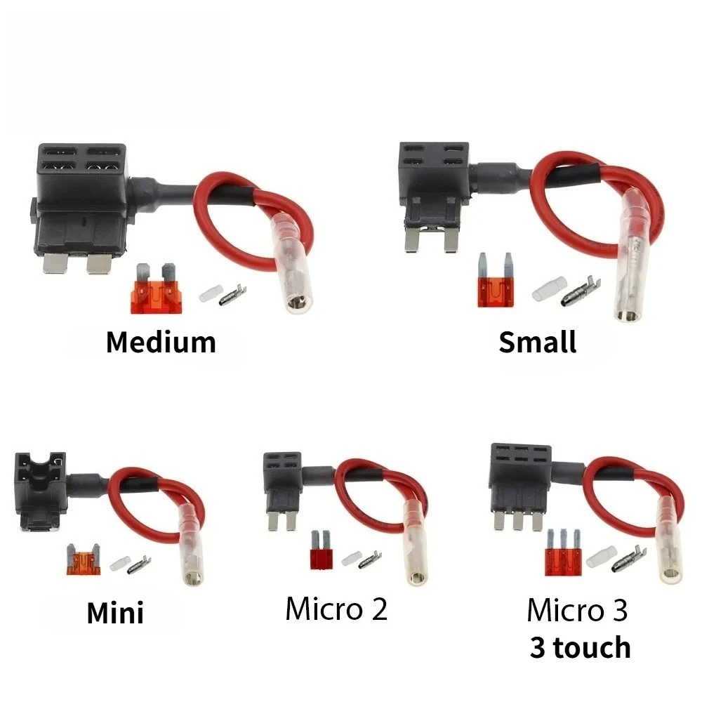Car Fuse MINI SMALL MEDIUM Size 32V Holder Add-a-circuit TAP Adapter with Micro Mini Standard ATM Blade Fuse