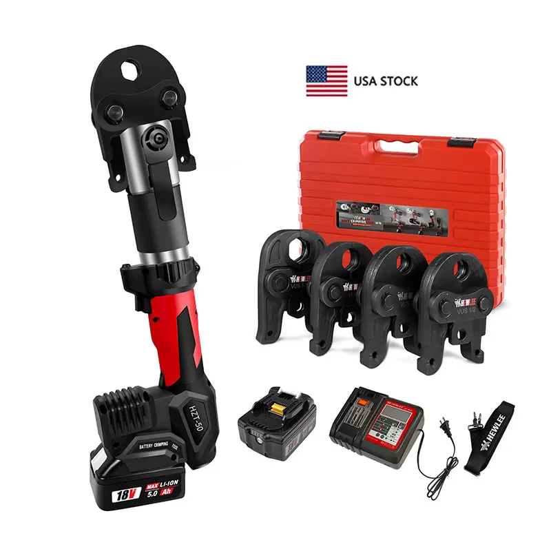 HEWLEE HZT-50 Cordless Hydraulic Crimping Tools Rechargeable Pipe Crimping Tool Set for Copper and Steel Pliers