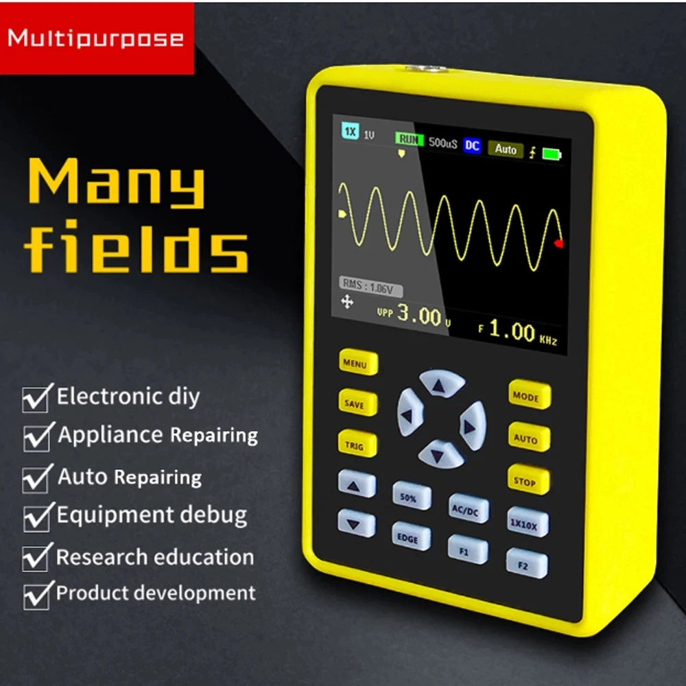 5012H 2.4-inch Digital Oscilloscope Color Display 500MS/s 100MHz 8bits ADC precision Analog Bandwidth Support Waveform Storage