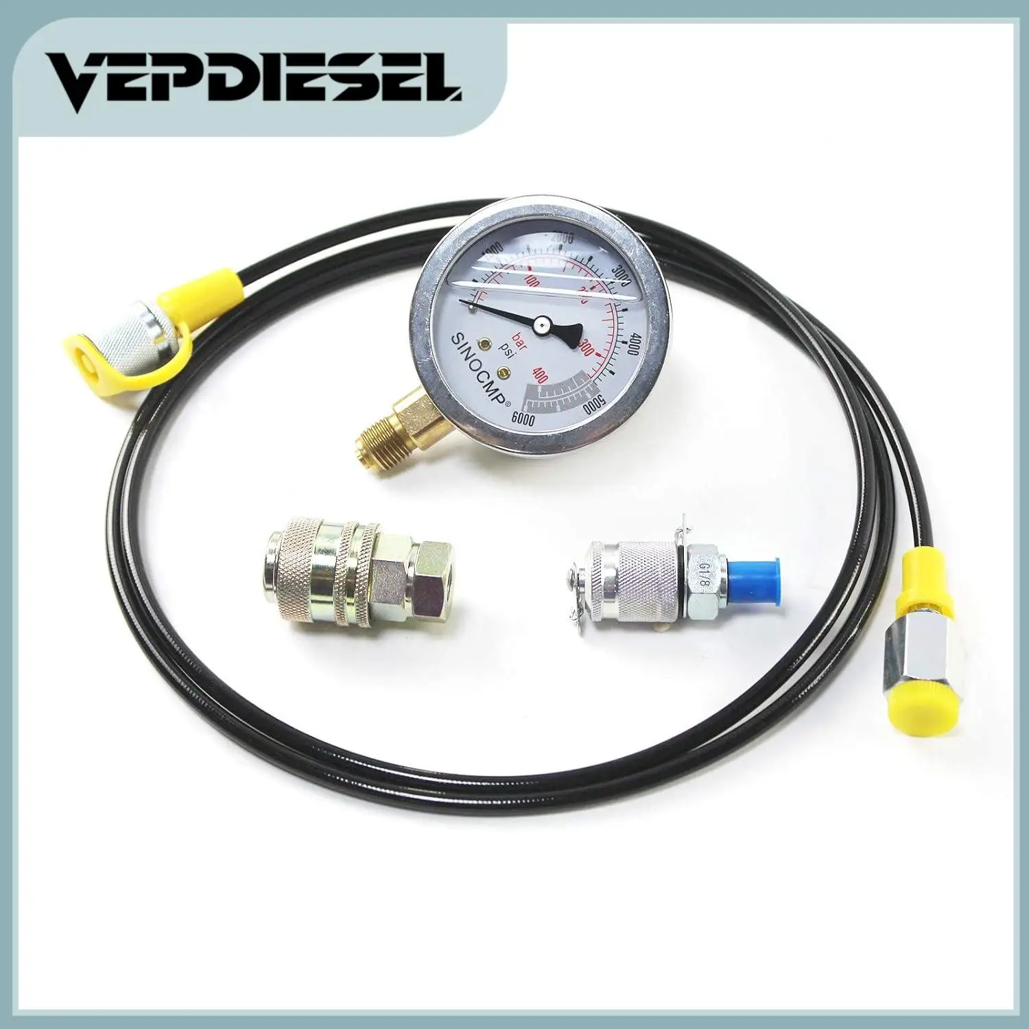 

Комплект муфты для проверки гидравлического давления 40 МПа/6000 фунтов на квадратный дюйм, комплект манометра с манометром 1, испытательный шланг и 2 муфты для деталей экскаватора