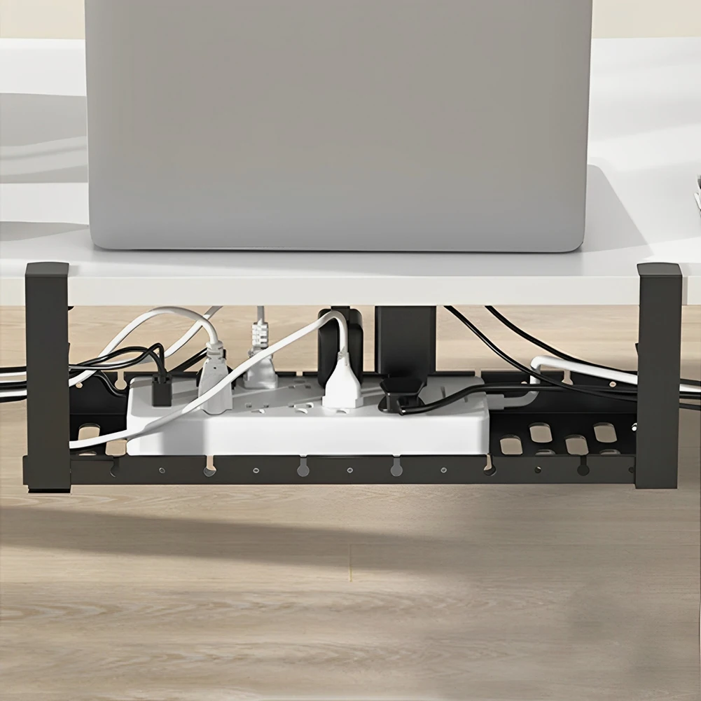 Under Desk Cable Management Tray Clamp Mounted Cable Storage Rack Retractable Wire Management Rack Heavy Duty for Standing Desk