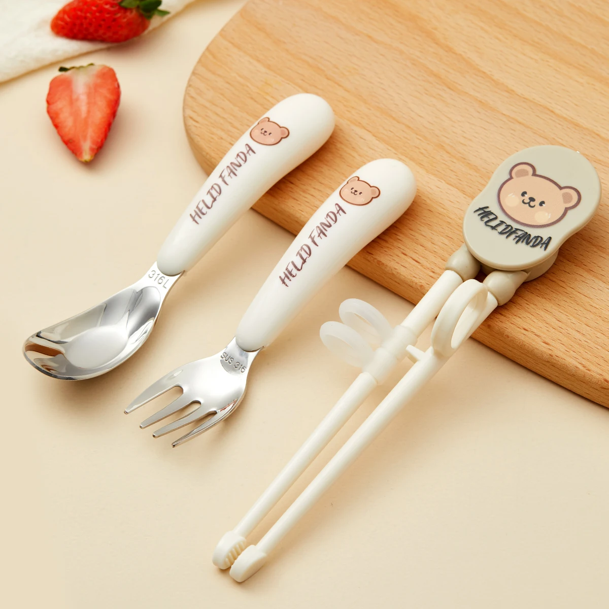 WORTHBUY 316 Stainless Steel Cutlery Set With Plastic Storage Box Portable Cute Mini Spoon Fork For Children Kitchen Tableware
