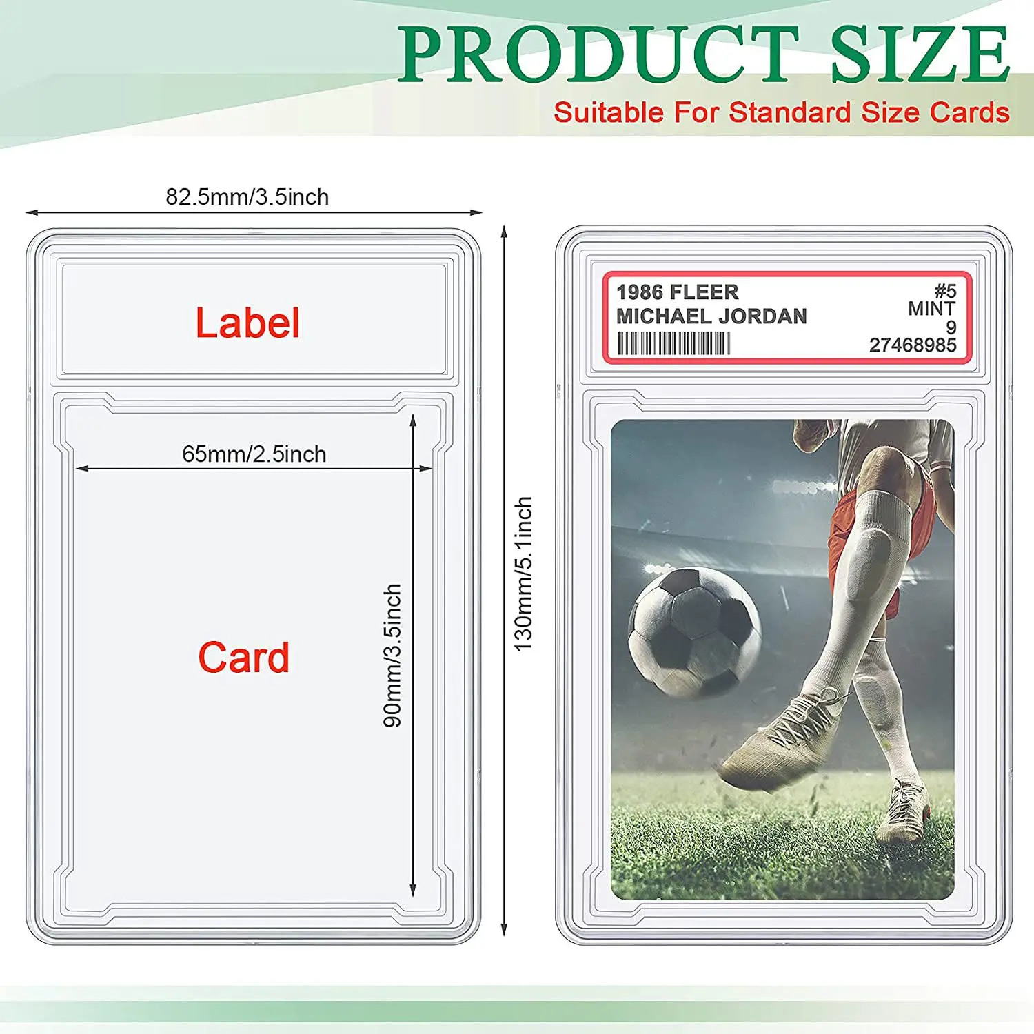 10 Pcs Trading Cards Protector Case Acrylic Clear Graded Card Holders with Label Position Hard Card Sleeves