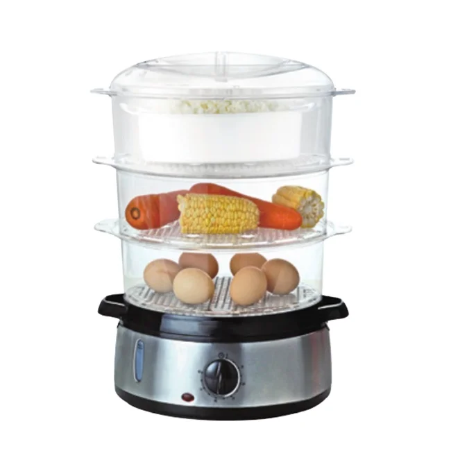 

portable electric food steamer with Timer control with 3-layer transparent basket in big capacity