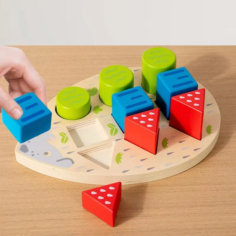 Assembling balance building blocks children's puzzle assembling toys 3D three-dimensional puzzle solid wood large particles earl