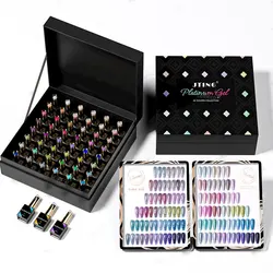 Eleanos Shiny 48pcs High Density Platinum Gel Nail Polish Set Semi-Permanent Gllitter Gel Flash UV Nail Varnishes Nail Art 15ml