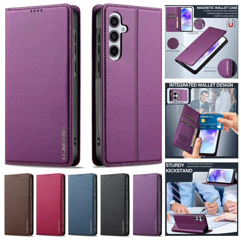 Funda SamsungA15 SM-A155F Cover Case on for Samsung Galaxy A15 5G Magnetic Coque GalaxyA15 A 15 Leather Card Pocket Phone Cases