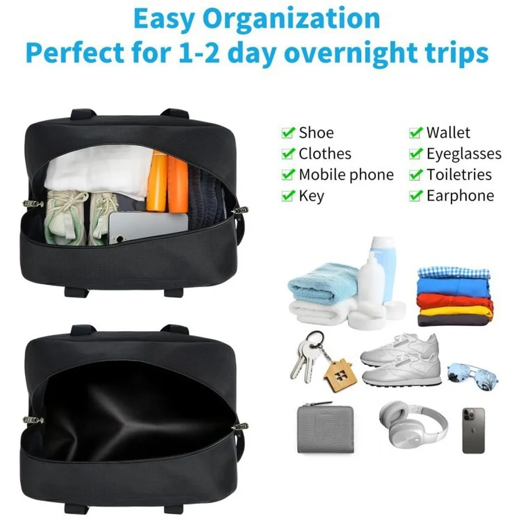 Travel Bag Waterproof Nylon Gym Luggage Gym Storage Overnight Sports Bag Adjustable Strap Crossbody Bag Men Women Trip Luggage