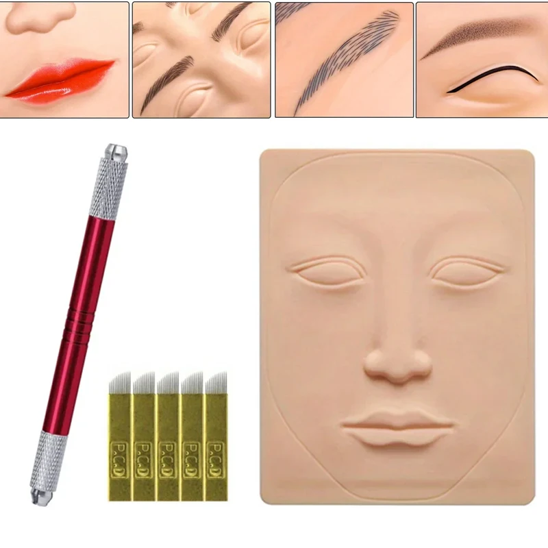 

Manual Pen Pencil Needle Blades Face Microblading Eyebrow Practical for Tattoo Beginners Body Art Tattoo Kits Practice Skin Set