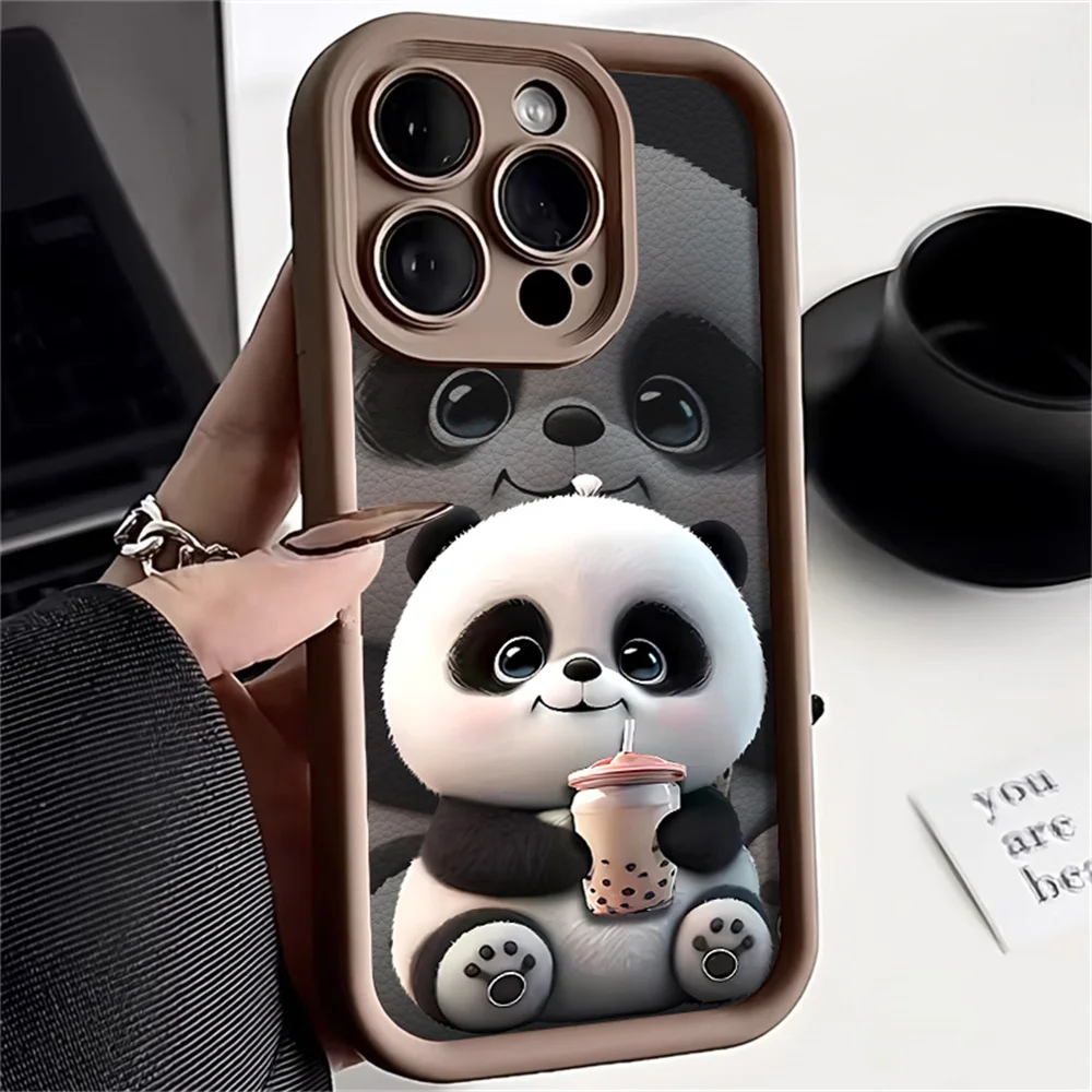 Panda Soft TPU Case For iPhone 15 Pro Max Cases iPhone 16 13 14 11 12 7 8 Plus SE  15promax 15pro 16pro 16promax Cover Funda