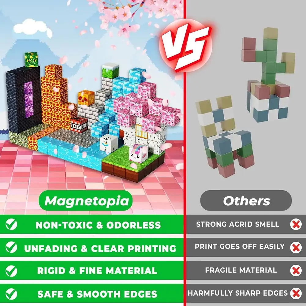 자석 블록 세트 - 150개 조각 어두운 숲 빙하 성, STEM 교육용 장난감 3세 이상 어린이용, 이상적인 부활절 선물