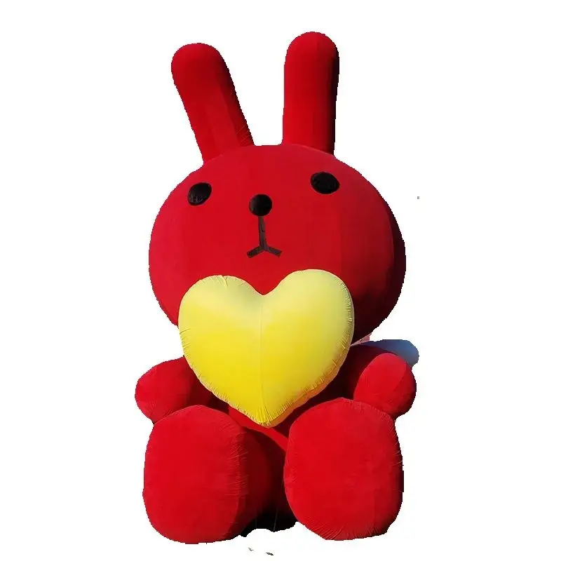 Customized Outdoor Giant Red Rabbit Inflatable Bunny Rabbit With Heart For Valentine's Day