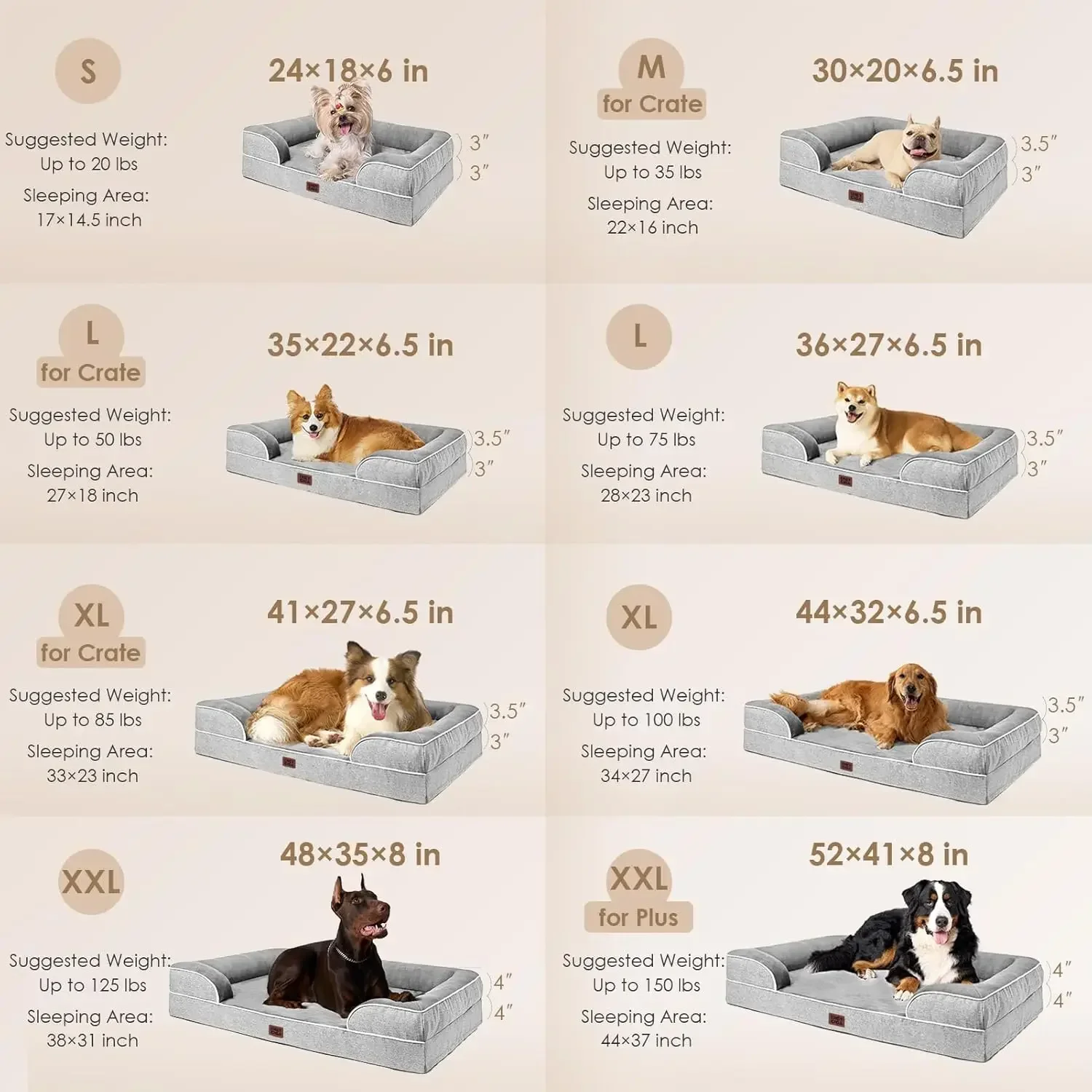 Orthopedic XL Dog Beds, Waterproof Memory Foam Dog Bed for Extra Large Dogs, Non-Slip Bottom and Egg-Crate Foam Big Pet Couch Be