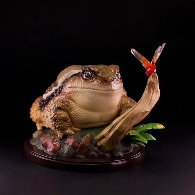 Everbright Store Chinese Toad Figure, Realistic Rainforest Water Feature Dragonfly Toad Ornament Collection Model