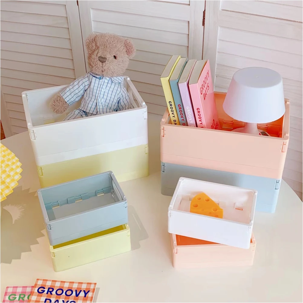 

Multi-Function Plastic Book Storage Basket Foldable Sundries Organizer Desktop Storage for Office and Home