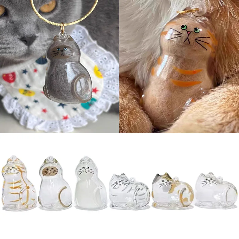 Cat Fur Memorial Charm Resin Keepsake Capsule for Pet Hair Portable Keychain Pendant for Hair Rainbow Bridge Pendant