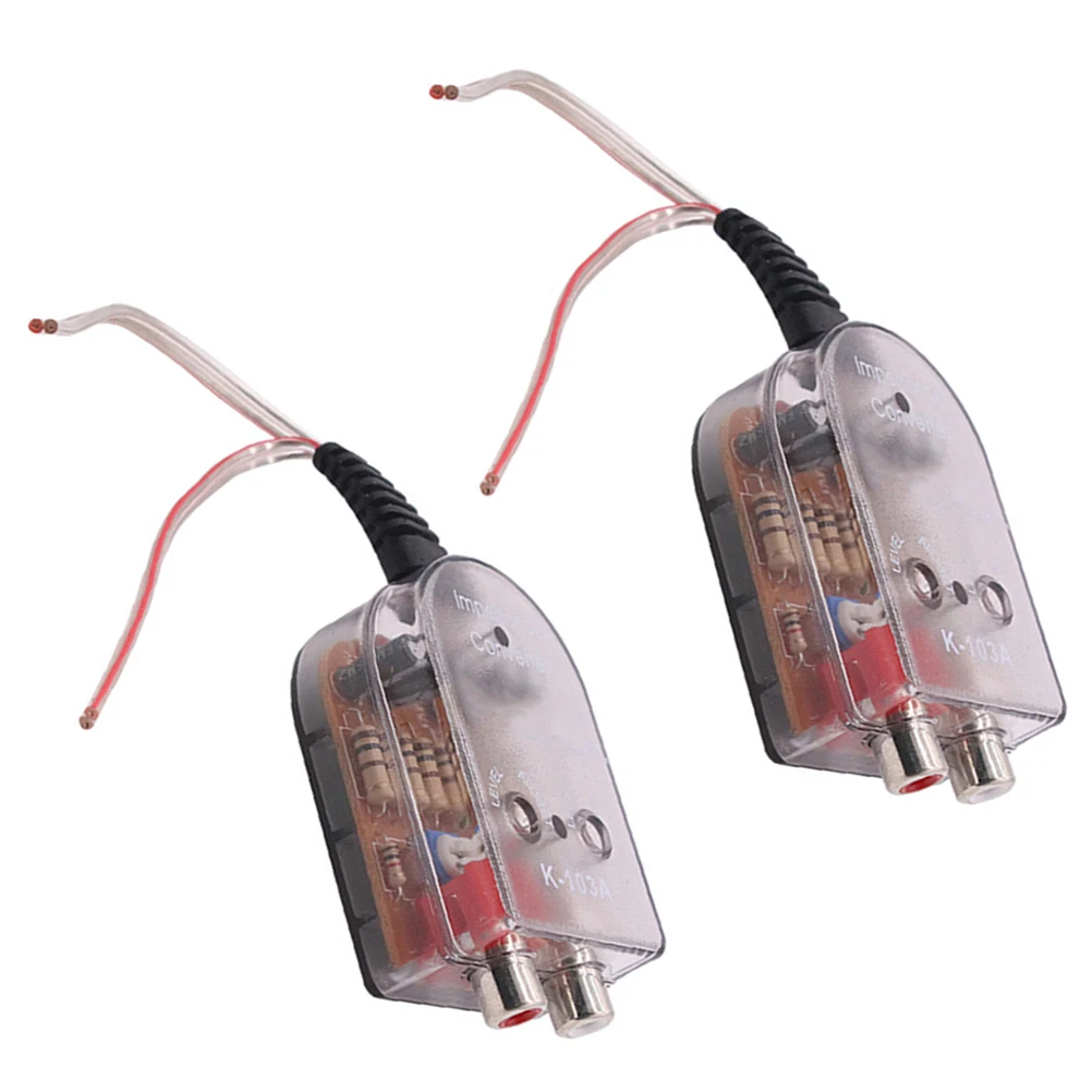 

2 Pcs Audio Adapter Cable Connector Speaker Level Regulator Abs High Quality Materials Transparent Shell Audio Converter Car