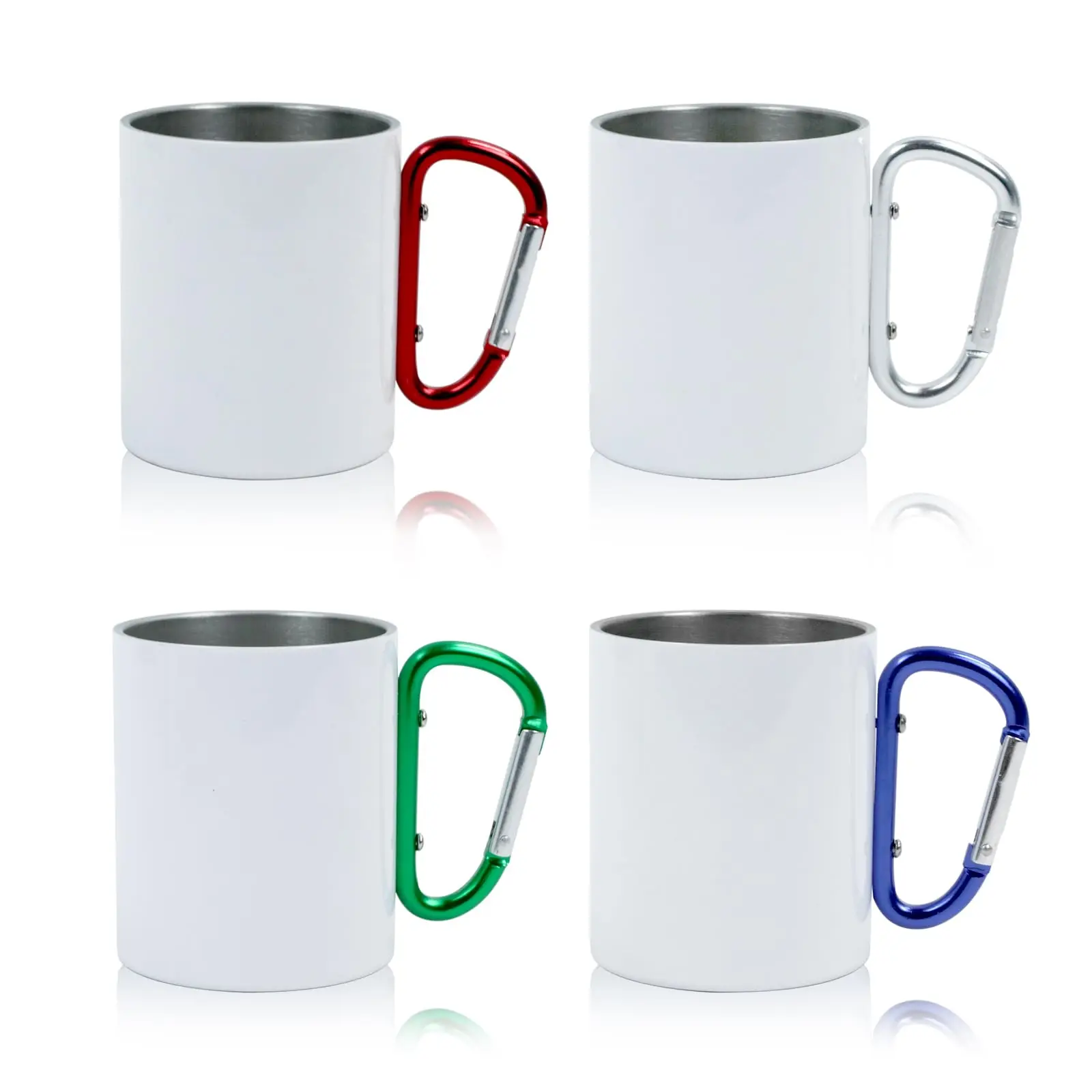 4/6Pc 10oz Sublimation Blank Stainless Steel Carabiner Mug Travel Coffee Mug With Handle Portable Camping Cup Backpacking Hiking