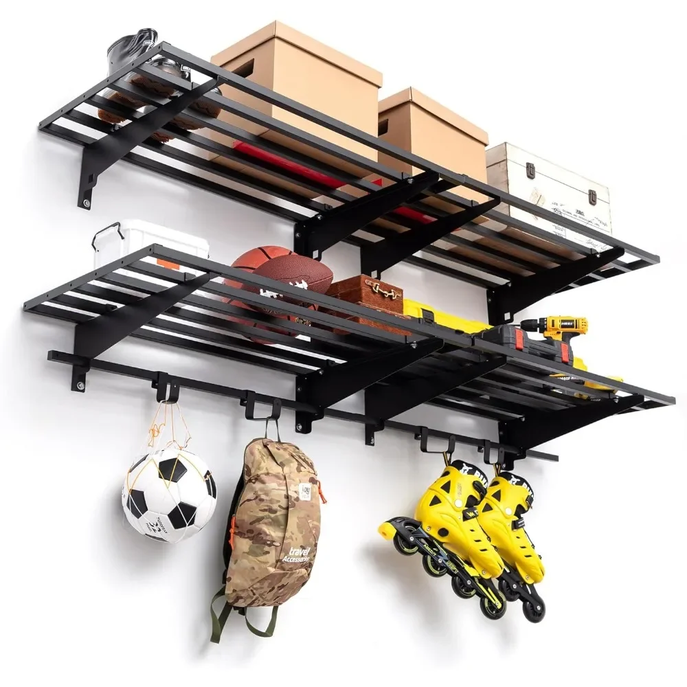 

Garage Wall Shelving with Hooks,Garage Storage Rack,Loads Heavy Duty Wall Shelves