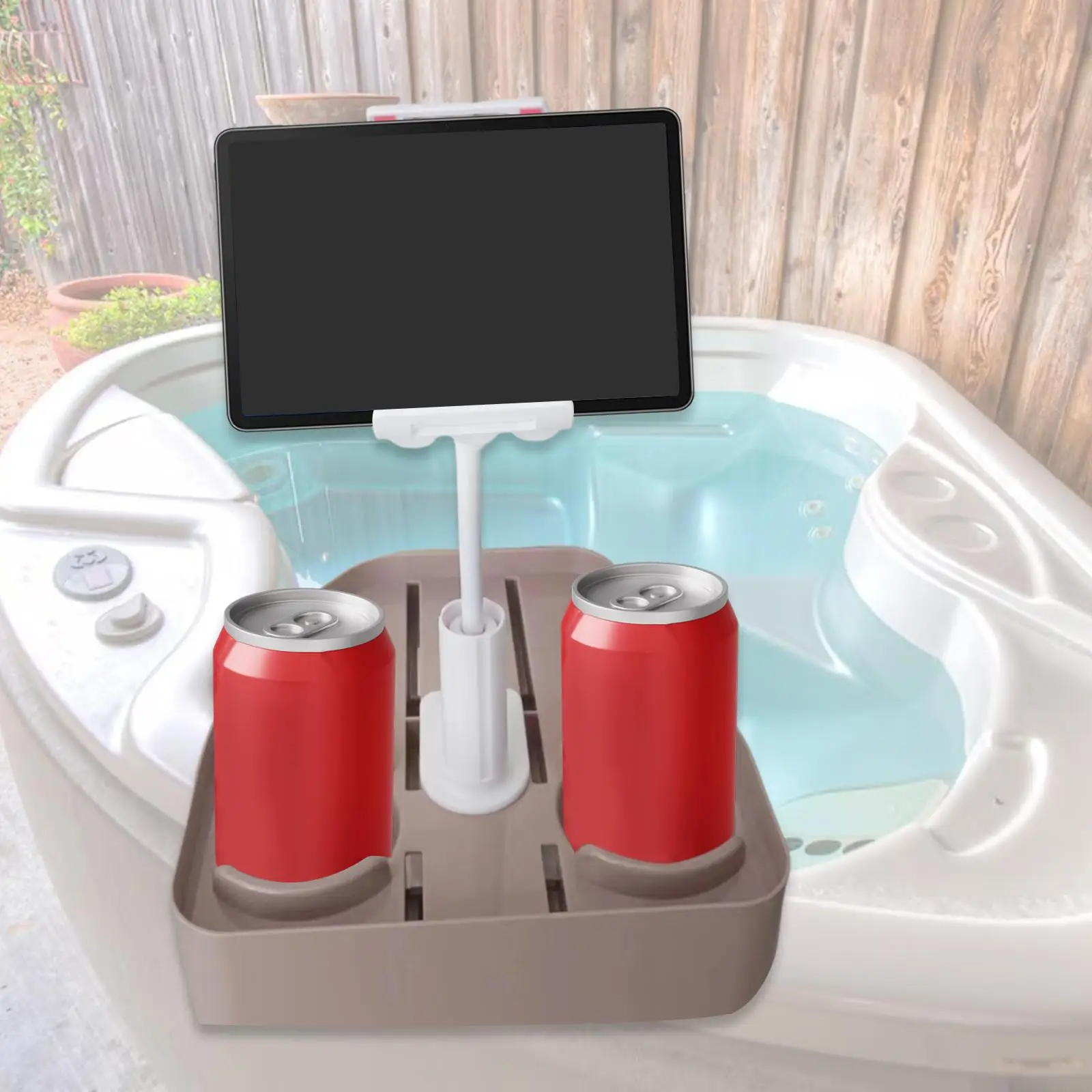 Tub Table Tray with Phone Mount Heavy Duty Non Slip SPA Drink Tray Tub Side Table Beverage Holders for Inflatable Pools